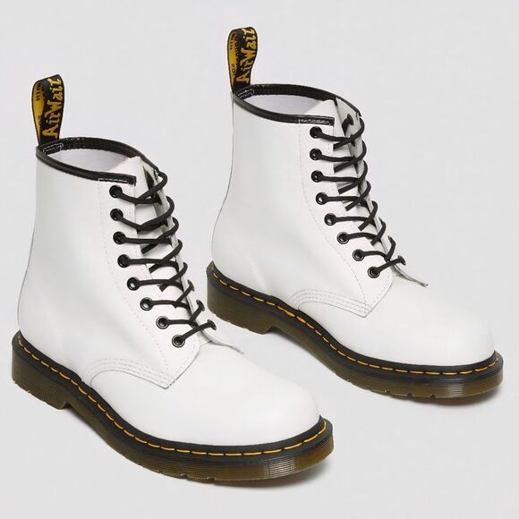 Dr. Martens Shoes - Dr. Martens | Luana Smooth Leather Lace Up Combat Boots White, Womens 8